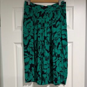 Jones New York Teal and Black Floral Midi Skirt